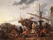 Nicolaes Pietersz. Berchem A Southern Harbour Scene oil painting